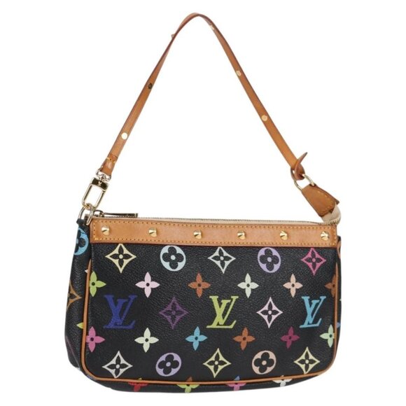 LOUIS VUITTON Multicolor Pochette Accessoires Pouch Black M92648 LV Auth 133185V - Picture 1 of 16